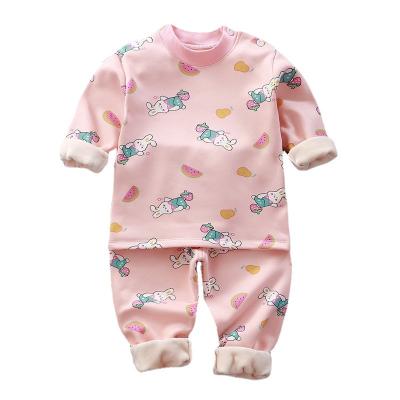 China Breathable Breathable Children's Thermal Underwear Set Plus Boys And Girls Autumn Clothes Long Trousers Thickening Middle And Children Velvet Small Ba for sale