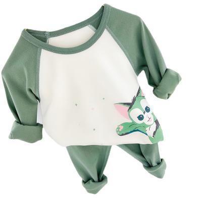 China Autumn Children's Clothing Set One Drop Delivery Middle Breathable Raglan Velvet Two-p And Children's Underwear And Big Kids Cartoon for sale