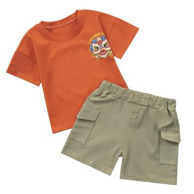 China Hot style of new children's boy's baby boy's cartoon printing summer short-sleeved breathable suit for sale