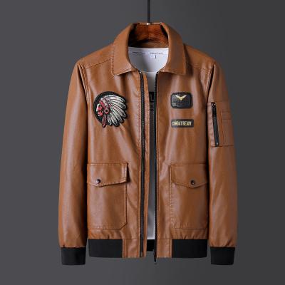 China US Size Plus New Design Breathable Retro Plus Fashionable Brand Leather Breathable Men's Machining Jacket Plus Grease To Increase Fat Motorcycle PU Leather for sale