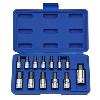 China DIY 13 Pcs Chrome Vanadium Steel Cr-V Socket Bit Socket Wrench Set Set for sale