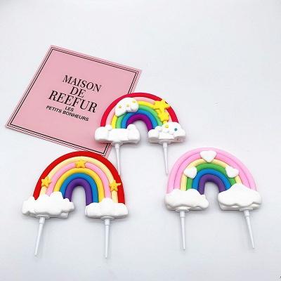 China Hot Wholesale Polymer Clay Birthday Party Wedding Supplies Baking Cake Topper Cake Decorating Rainbow for sale