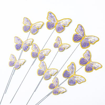 China 2021 Disposable Cake Toppers Supplies Happy New Year Birthday Gifts Decoration Paper Butterfly Happy Birthday Cake Toppers for sale