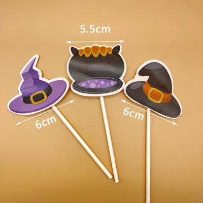 China Portable Cupcake Topper Cake Decorations Hot Halloween Pumpkin Party Supplies Halloween Bat Plug-in Cake Topper Gruesome Ghost Cupcake for sale