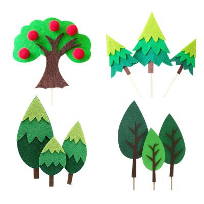 China Cake Decorating FET New Trees Baking Party Supplies Green Palm Trees Apple Felt Decorating Cupcake Topper Plug-in Birthday Cake for sale