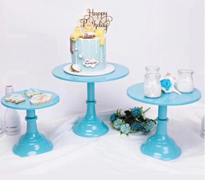 China Viable Hot Selling 3pcs Cake Stand Party Decorations With Pink And Blue Color Dessert Stand Display for sale