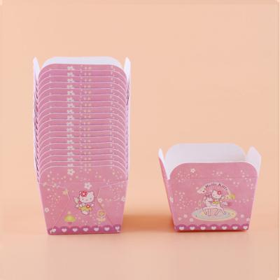 China Square Muffin Cups Cake PVC Disposable Printed Baking Box Packing Greaseproof Square Muffin Cup for sale