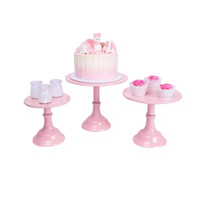 China Wholesale Aluminum Alloy Cake and Dessert Stands Cake Decorating Tabletop Valentine's Gifts 2021 Metal Birthday Gift Blue Pink Cake Stand for sale