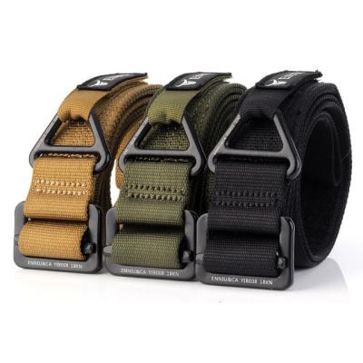 China Comfortable 43mm Metal Slide Buckle with D ring Nylon Webbing Belt Sliding Metal Buckle Nylon Outdoor Tactical Gear Belt for sale