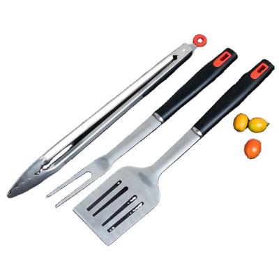 China Custom Easily Cleaned Outdoor Stainless Steel BBQ Accessories 3 Pcs Picnic Camping Charcoal BBQ Tool Kit for sale