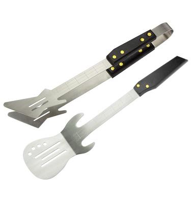 China 2 PCs Guitar Shape Grill BBQ Food BBQ Tongs Non-stick Spatula and Tongs Stainless Steels for sale