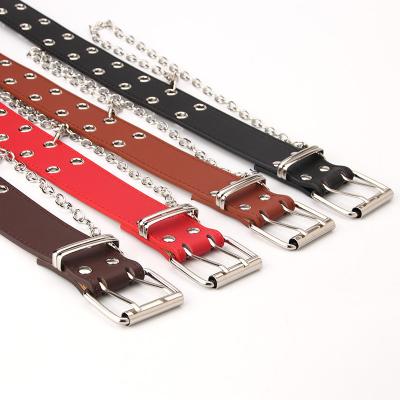 China Trend punk men and women's belts hanging all-match punk belt fashion double eye chain decoration exhaust belt women for sale