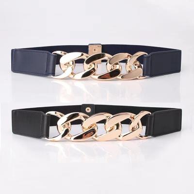 China And American elastic belt decorative belt motorcycle metal chain belt exaggerated by European style trend thick punk elastic belt costume for sale