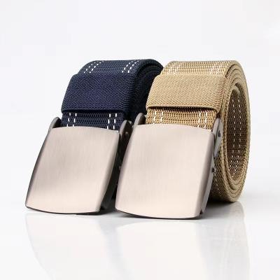 China All-match men's and women's automatic outdoor outdoor belt student military training pants belt quick-drying alloy buckle canvas belt new for sale