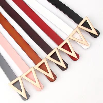 China Popular Ladies Trim Leather Belt Matte Triangle Snap Belt Korean Style Fashion Soft Dress Decorative Belt for sale