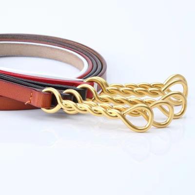 China Popular Ladies Leather Belt No Hole Design Vintage Simple Thin Belt Women Dress Small Decor Belt for sale