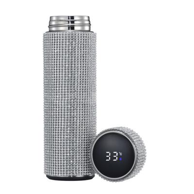 China New Design Diamond Stainless Steel Vacuum Insulated Bottle Bling Diamond 18OZ Tumbler Flask Bottle With Viable Temperature for sale