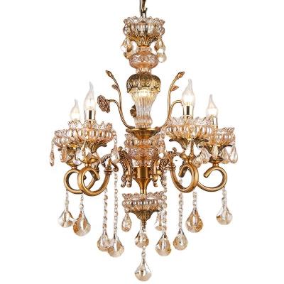 China Crystal Lighting Chandelier Lights K9 Crystal Material Hanging Chandelier Gold And Zinc Alloy Bronze Customized Modern for sale