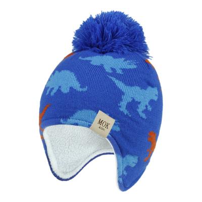 China Wholesale COMMON Cute Baby Beanie Custom Logo Hat For Jacquard With Pom Poms Knitted Cuff Kids Toddler Winter Beanies Hats And Caps for sale