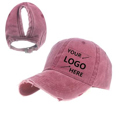 China Dobby Women Summer Unisex Hot Sale Washable Simple Mesh With Ponytail Hole LOGO Gorras Sports Trucker Hats Custom Baseball Caps for sale