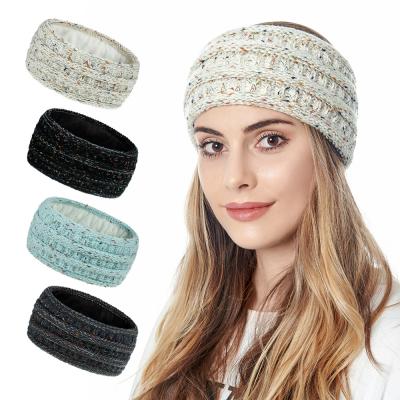 China 2021 Style Custom Made Woolen European and American Wholesale Jacquard High Quality Women's Rib Knitted Headbands Logo For Earmuffs Hat With for sale