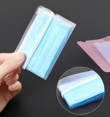 China Viable Portable Clear PP Masked Mascara Plastic Pouch Folder Foldable Mascara Holder Storage Clip Case Mask Card for sale