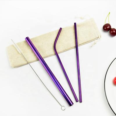 China Viable Wholesale Reusable Food Grade Straws Stainless Steel Metal Drinking Straws Colorful Set for sale