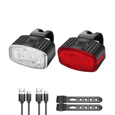 China Plastic Rechargeable USB Led 150 Lumen 800mAh 2 In 1 Front And Rear Bicycle Light For Safety Riding And Warning for sale