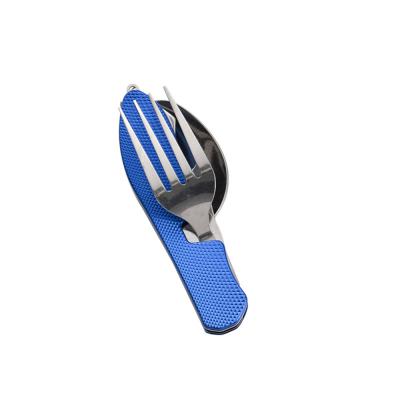 China Factory Wholesale Stainless Steel Pocket Tableware Stocked Portable Cutlery Set For Camping for sale