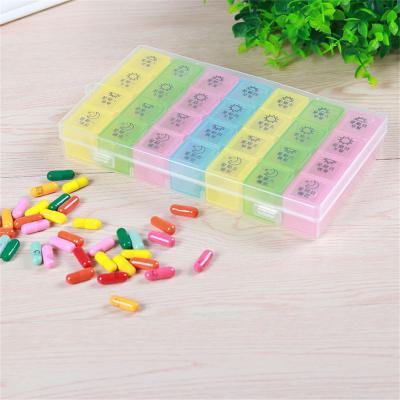 China Colorful Plastic Storage Box Pills Organizer Weekly Pill Box With 7 Days Pill Storage Case Medicine Case for sale