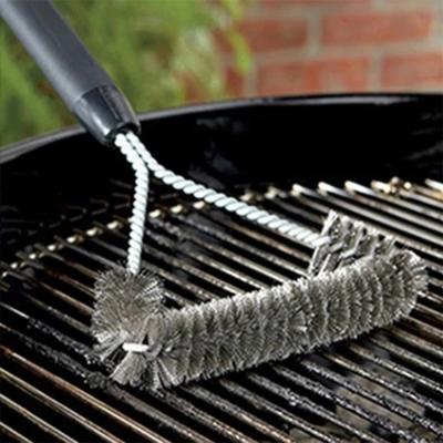 China BBQ Long PP Plastic Brush Handle Easily Cleaned Stainless Steel BBQ Grill Cleaning Brush for sale