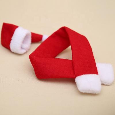 China Modern Merry Christmas 2022 Wine Bottle Cover Decorated Felt Santa Claus Hat for sale