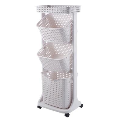 China Large Capacity Multi Function Wicker Laundry Hamper Mounted Rack for sale