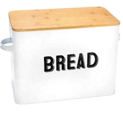 China Modern Freshness Keeping Custom Black Kitchen Pastry Storage Container Bread Boxes Bins With Wooden Lid for sale