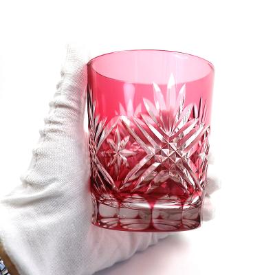 China Japanese Bohemia Style Pink Whiskey Glass Cup Brandy Glass Party Cup Cased Cocktail Glass Mug for sale