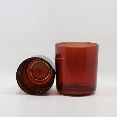 China Light color home fashionable amber decoration glass candle holder is home ornament used warm atmosphere for sale