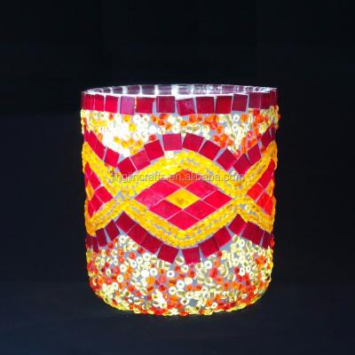 China ECO-frendly 8oz 12oz 16oz Mosaic Candle Holder Glass Candle Container for sale