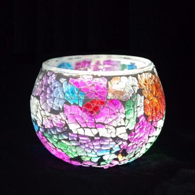 China ECO-frendly Handmade Glass Mosaic Candle Holder Candle Jar Stained Glass Design for sale