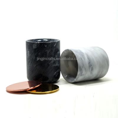 China Cheap Classic Elegant Natural Marble Candle Jar Eco - Friendly With Rose Gold Lid for sale