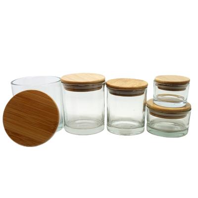 China Eco - Friendly Clear Glass Candle Holder With Different Sizes , Transparent Glass Candle Jar With Lid for sale