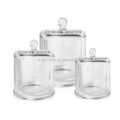 China Eco-friendly Glass Candle Holder With Dome Lid Glass Candle Jar, Container, Tumbler With Dome Lid for sale