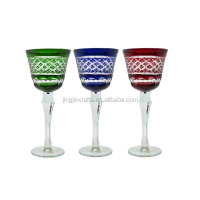 China Eco-friendly handmade hand cut to clear wine glass red wine stemware crystal glassware for sale