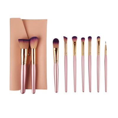 China Angular Blush Professional Cosmetic Beauty Tools 9pcs Champagne Color Makeup Brush Set for sale