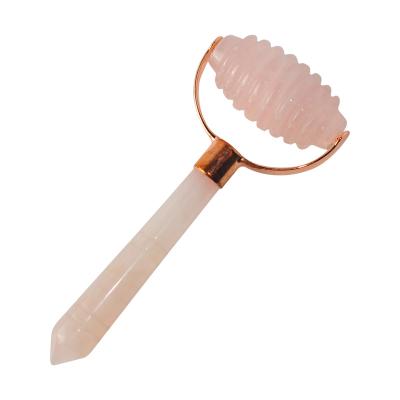 China Natural Pink Rose Quartz Single Head Stone Jade Roller Massager BESTSELLER face lift tool real jade facial roller roll for sale