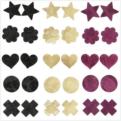 China Comfortable Organic Washable Breast Pads Pairs Lace Nude Petal Star Around Cross Heart Shape Nipple Covers For Festivals Praise Men And Women for sale