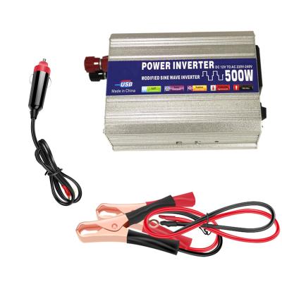 China Car / Outdoor DC To AC Single Phase Converter 12 Volt 500W Car Inverter With Reverse Connection Protection And Usb for sale