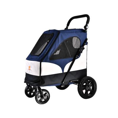 China Blue Detachable Best Dog Pet Stroller Stocked ABS Metal Aluminum Alloy for sale