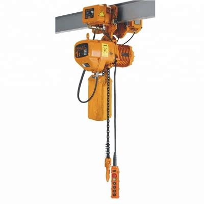 China Hotels Motorized Trolley Type Electric Chain Hoist 1.5 Ton Chain Crane With 1.5 Ton Remote Control Electric Chain Hoist for sale