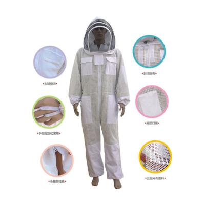 China Bee keeping clothing 3 Layer Air Through Vented Mesh Beekeeping Bee Suit With Hooded Veil Upgraded Type Beekeeper Suit for sale