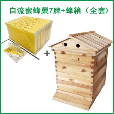 China Chinese Wax-Coated Cedar Wood Automatic Self-Flowing Honey Bee Hive 7 Auto Frames Apiculture Beekeeping Equipment Tool for sale